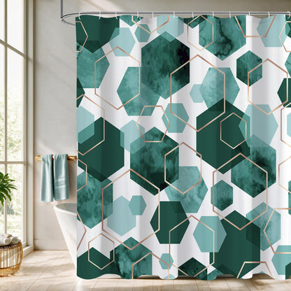 Litabel Sage Green Geometric Shower Curtain for Bathroom, 72x72