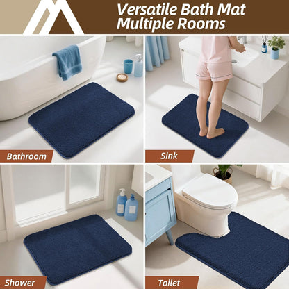 COSY HOMEER Extra Thick Bath Rugs for Bathroom Non Slip Bath Mat 20x32 Navy