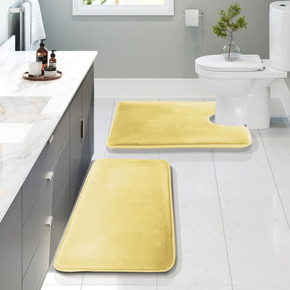 Clara Clark 3 Piece Bathroom Rugs Bath Mat Set, Velvet Memory Foam Bath Mats for Bathroom - Non-Slip, PVC Backing Bath Rugs, Washable - Dries Quickly, Green