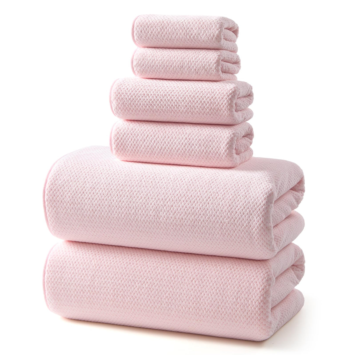 REDKISS 6-Piece Bath Towel Set - 2 Washcloths, 2 Hand Towels, 2 Bath Towels | Ultra-Fiber Coral Fleece, Super Absorbent, No Lint & No Fading | Perfect for Bathroom, Spa, Gym | Family & Adults-Camel