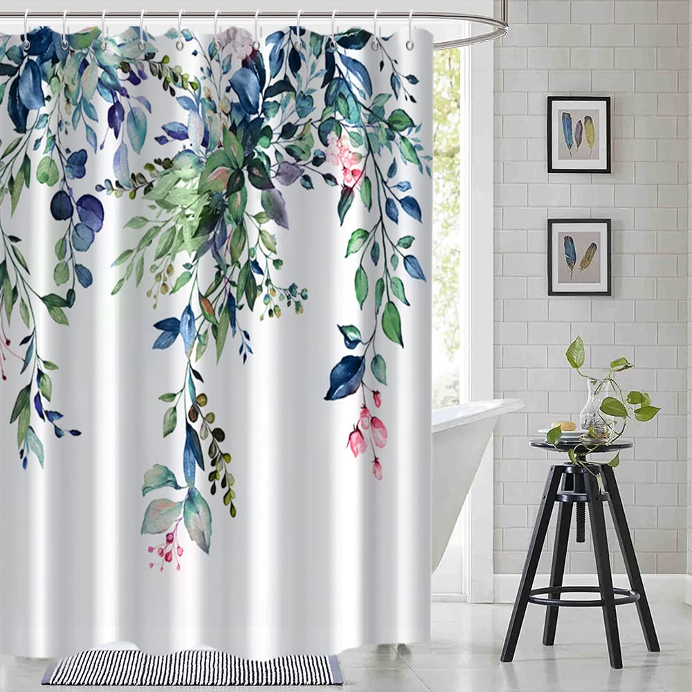 Blue and Green Eucalyptus Shower Window Curtain 40x36 Inch