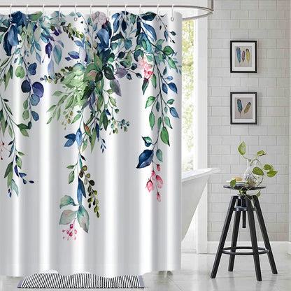 Blue and Green Eucalyptus Shower Window Curtain 40x36 Inch