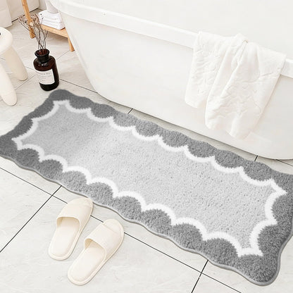Cute Scalloped Rose Pink Bathroom Rugs Mat,Non Slip Absorbent Quick Dry Bath Mats for Shower Room,Microfiber Bath Mats for Bathroom Floor Washable Carpet for Shower Tub Sink Bedroom,20"x32"
