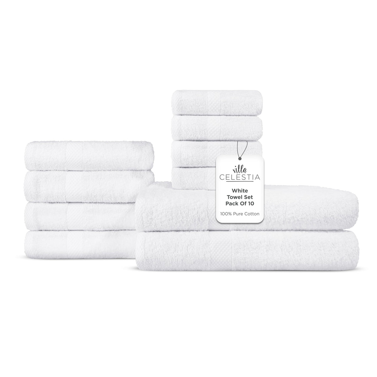 Villa Celestia 100% Cotton Bath Towel Set of 18-4 Bath Towels, 6 Hand Towels, 8 Wash Cloths, Sustainable, Soft, Highly Absorbent, Combed Cotton 18 Piece Set for Hotels, Spa, Bathroom, Dorm, Blue