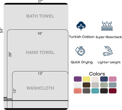 Hawmam Linen Cream 6 Piece Bath Towels Set for Bathroom Original Turkish Cotton Soft, Absorbent and Premium 2 Bath Towels, 2 Hand Towels, 2 Washcloths (Sea Salt)