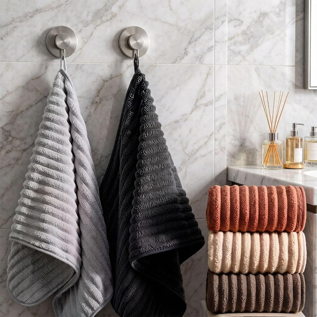 Luxury 4-Piece Quick-Dry Bath Towel Set 27.5X 55 Inches – Ultra Soft Microfiber for Bathroom, Bar, Pool, Gym & Travel – Elegant Twill Design