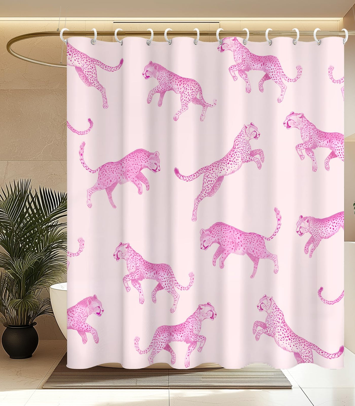 MAMUSE Shower Curtain for Bathroom - Cute Aesthetic Decorative Modern Girly Unique Girls Design Pretty Women Waterproof Fabric Cloth Cortinas de Baño Bathtub 72 x 72 Inch, Leopard Print