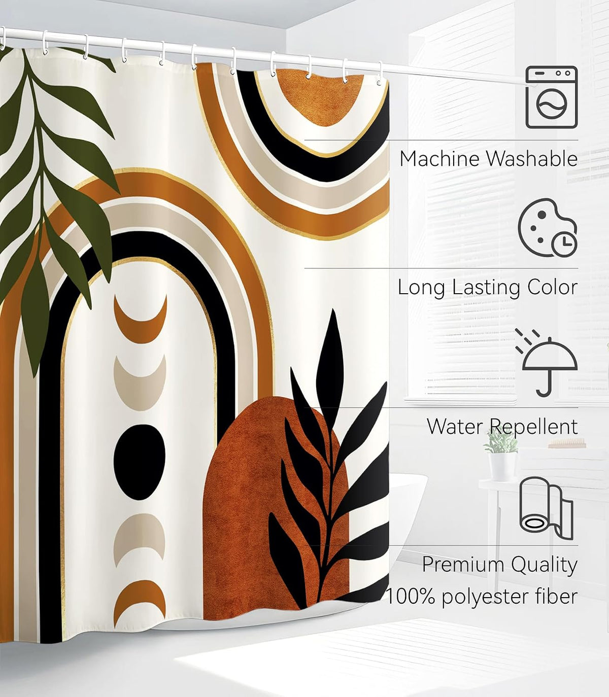 Bathroom Shower Curtain Cute Cortinas para Baño 72 x 72, Boho