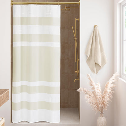 Madison Park Arbor Waffle Shower Curtain for Bathroom, 72 x 72, Beige