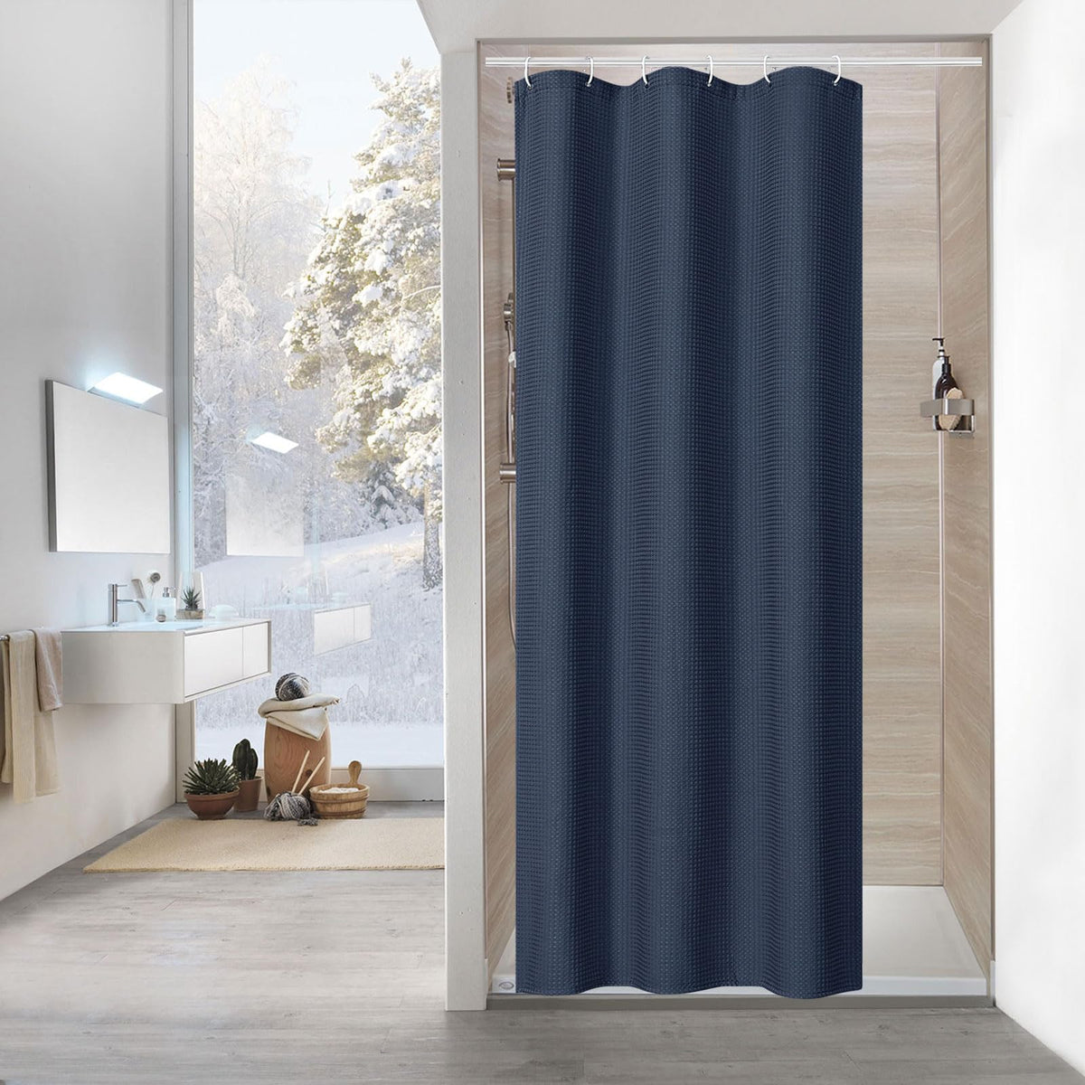 Sage Green Luxury Heavyweight Textured Fabric Shower Curtain Hotel,72x72