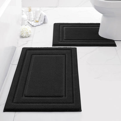 HOMEIDEAS Fall Bathroom Rugs Sets, 2 Piece Soft Bath Mat Burnt Orange