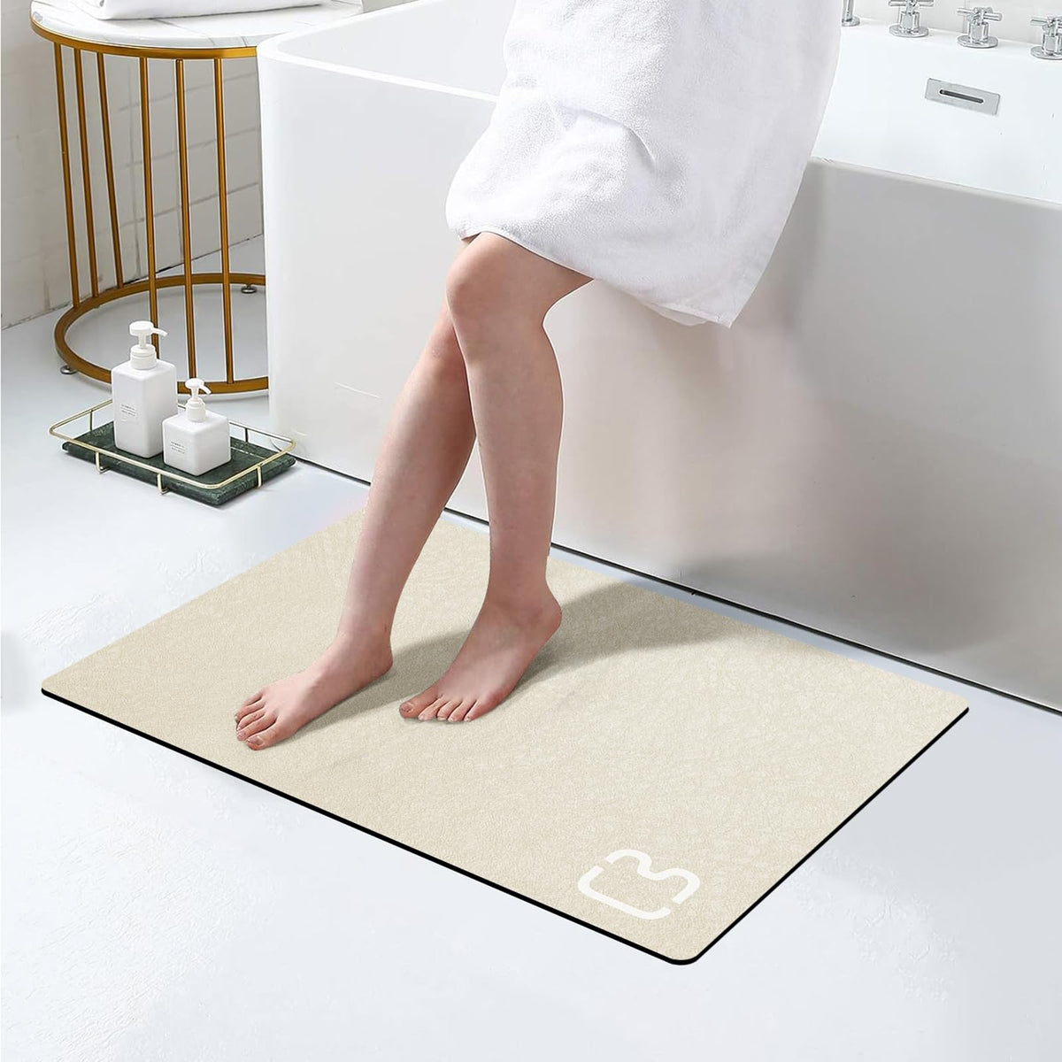RUERYA Grey Long Bathroom Rugs Large Stone Bath Mats for Bathroom,15.7"x47"