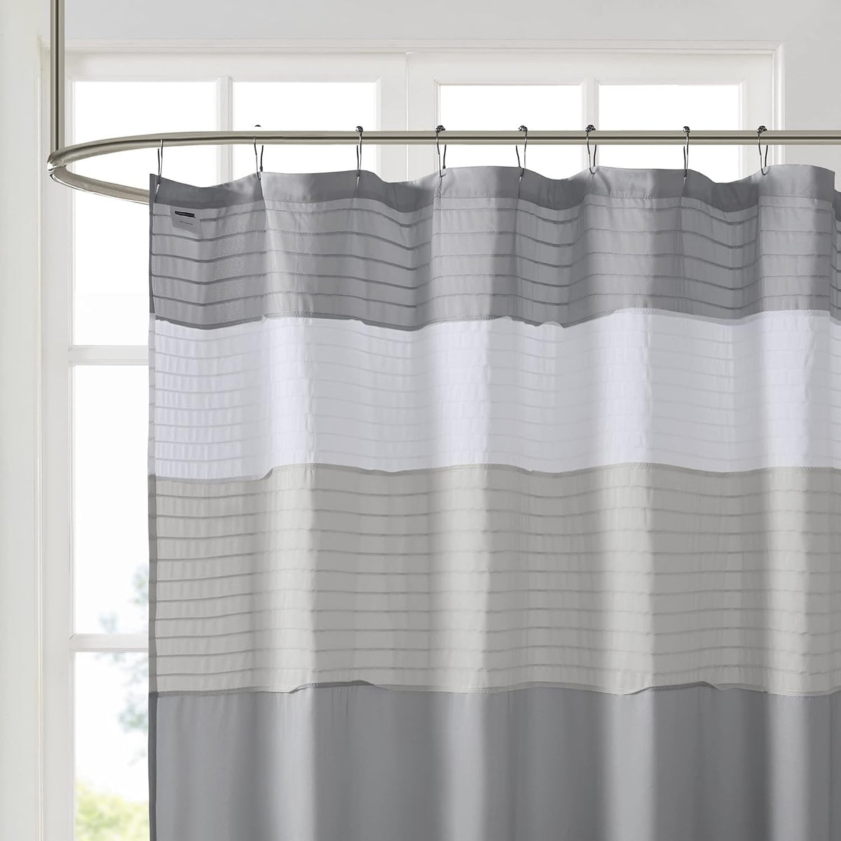Comfort Spaces Windsor Shower Curtain for Bathroom, 72 x 72, Gray