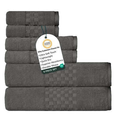 Feather & Stitch 100% Cotton 625 GSM Bath Towel Set of 6, Ultra Soft Highly Absorbent 2 Bath Towels, 2 Hand Towels & 2 Washcloth - Luxury Quick Dry Shower Towels (Ivory)