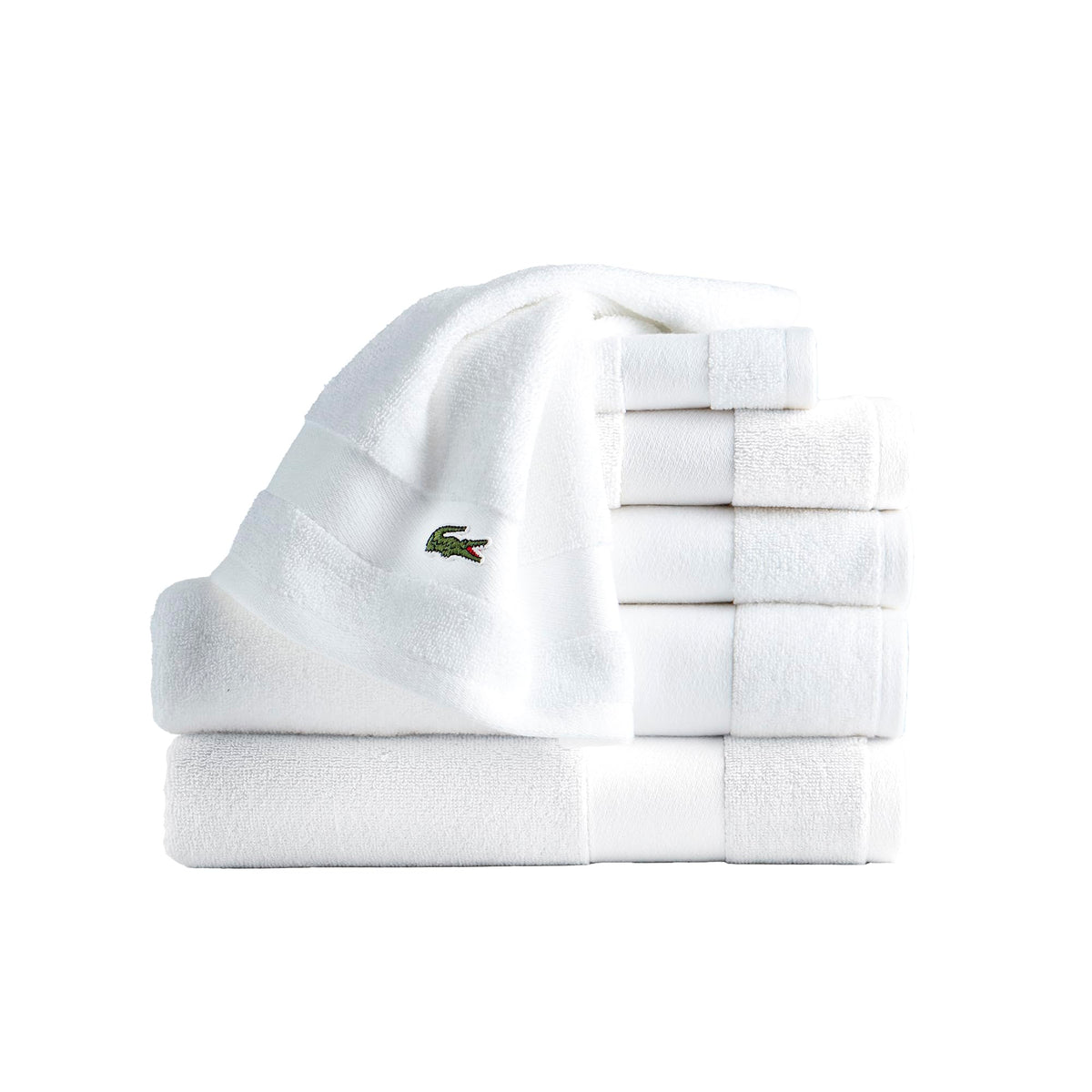 Lacoste Sport Stripe 100% Cotton 6-Piece Towel Set, Meteorite