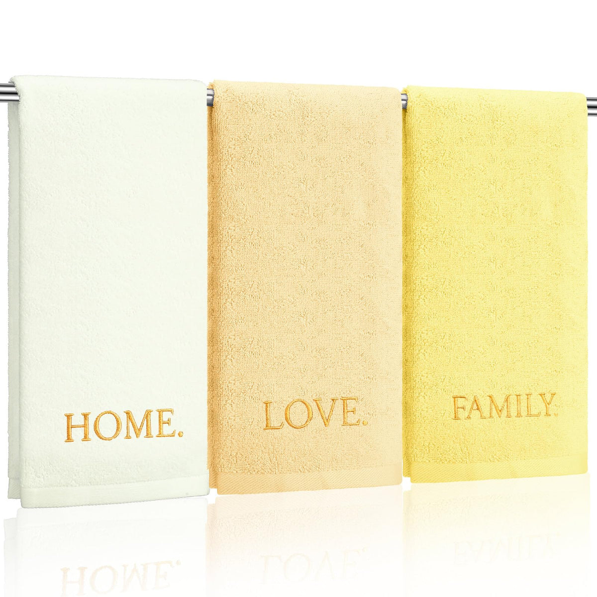 FuWeave 3 Pcs Black and White Hand Towels for Bathroom Home Love Family
