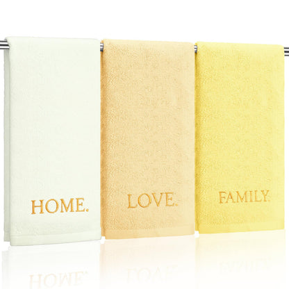 FuWeave 3 Pcs Black and White Hand Towels for Bathroom Home Love Family