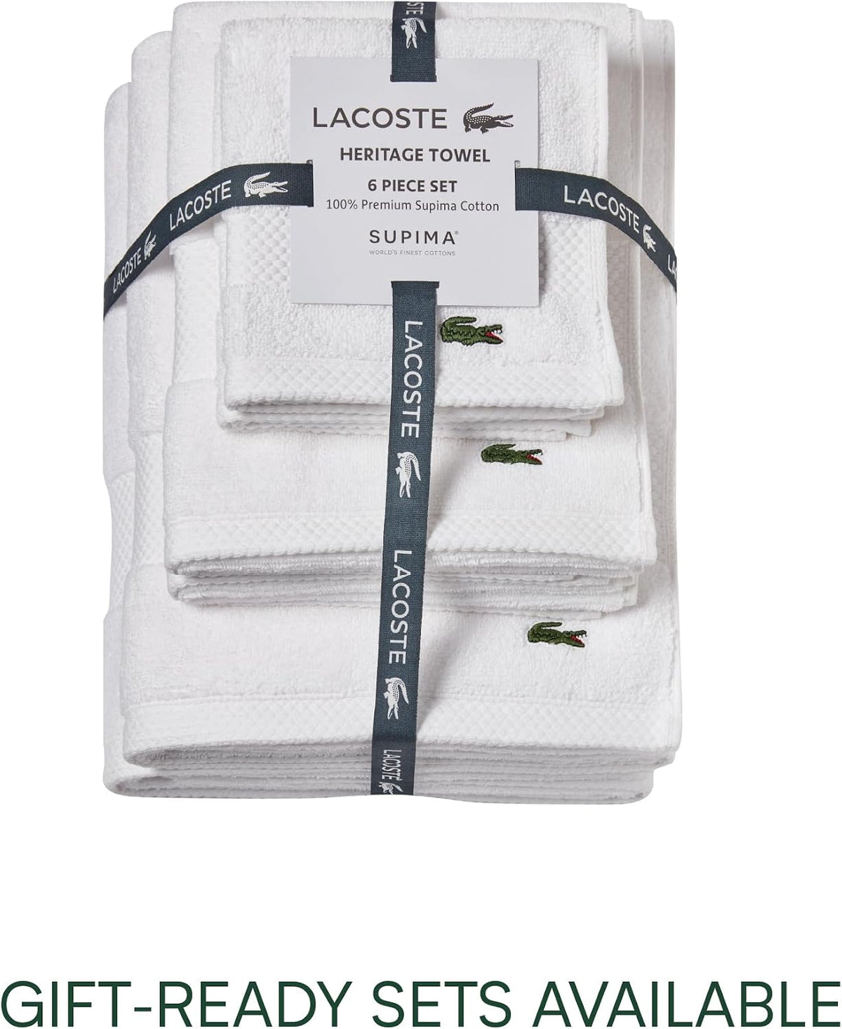 Lacoste Heritage 100% Supima Cotton Bath Towel 30" x 54", White
