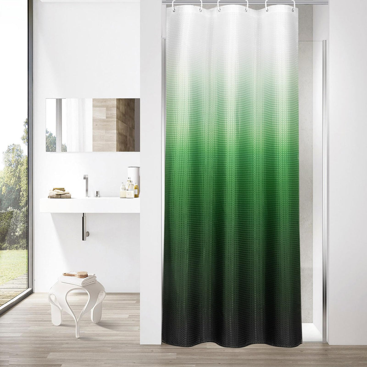 Sage Green Luxury Heavyweight Textured Fabric Shower Curtain Hotel,72x72