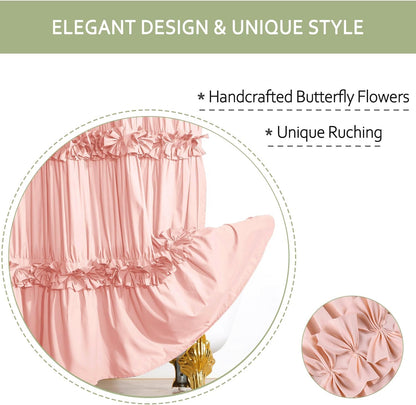 Homechoice Decor Peach Ruffle Shower Curtain for Master Bathroom