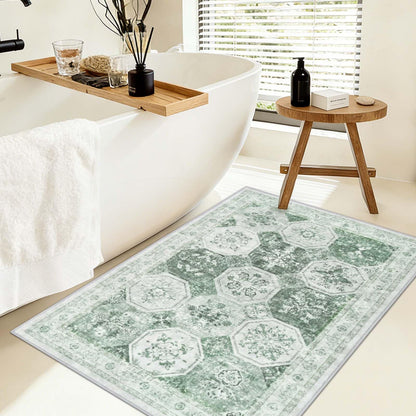 Yinhua Boho Bathroom Runner Rug Non Silp, Vintage Long Bath Mat Washable