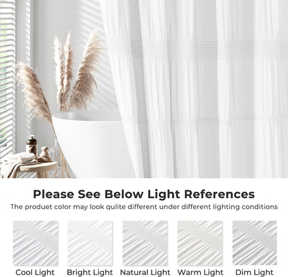 Seasonwood White Shower Curtain Farmhouse Shower Curtain, 72 x 72