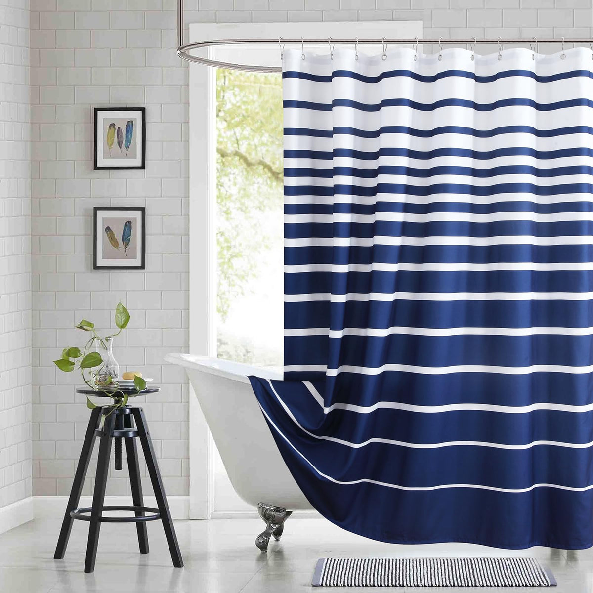 Fabric Shower Curtain, Blue Shower Curtain, Plolyester Ombre Shower Curtains for Bathroom, Modern Decorative Bathroom Curtains, 72" W x 72" H
