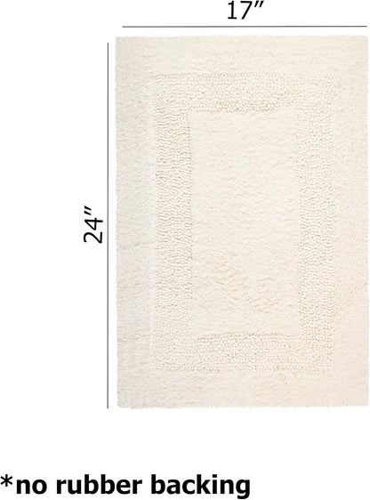 COTTON CRAFT 2 Pack Reversible Bath Mat Rug - Soft Luxurious -17x24- Ivory