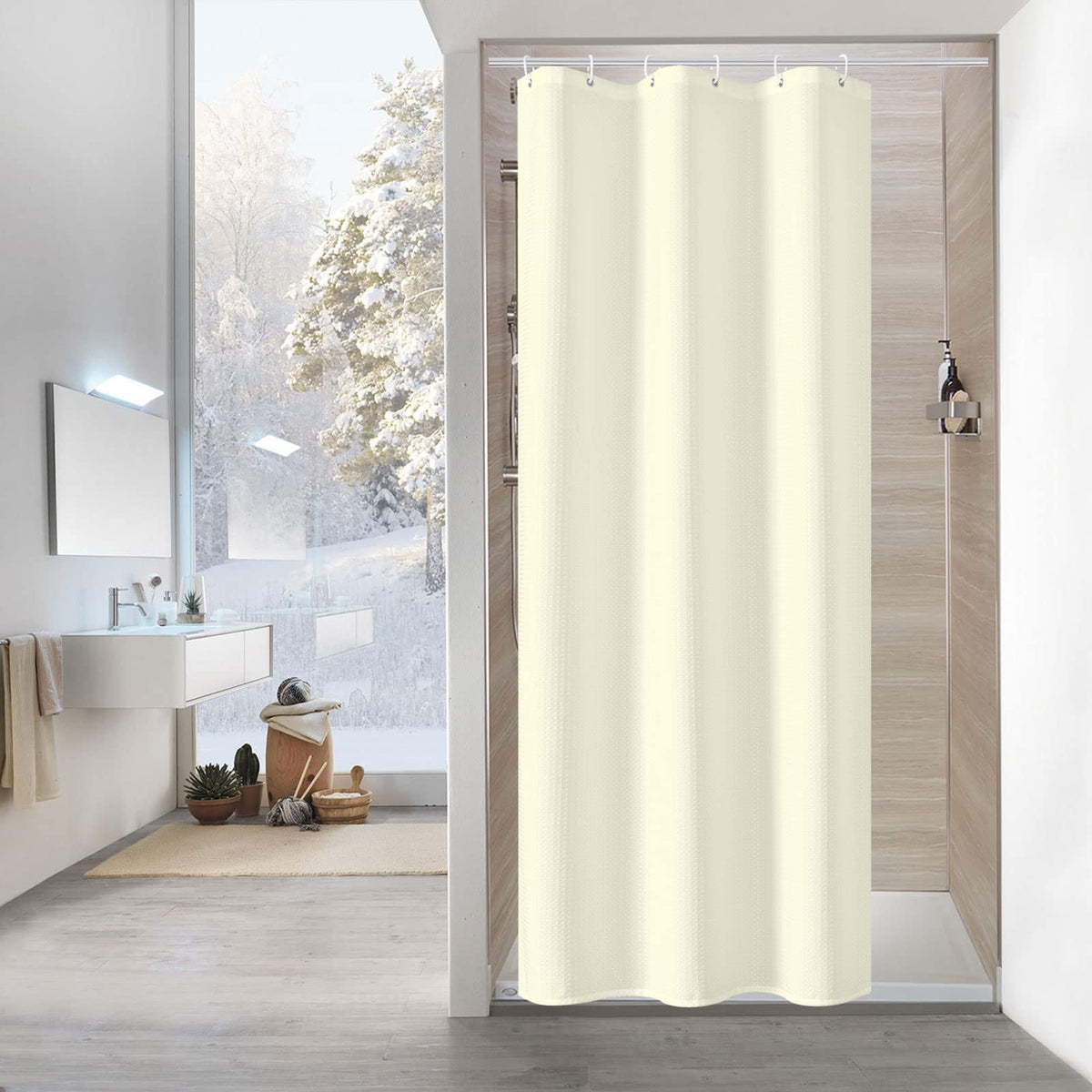 Sage Green Luxury Heavyweight Textured Fabric Shower Curtain Hotel,72x72