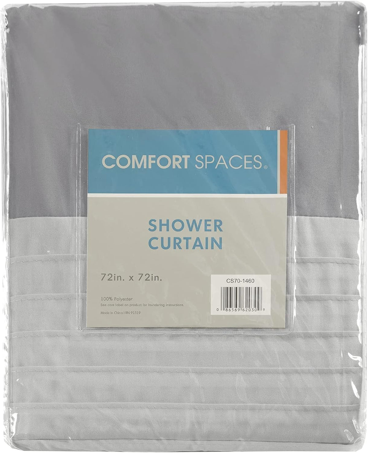Comfort Spaces Windsor Shower Curtain for Bathroom, 72 x 72, Gray