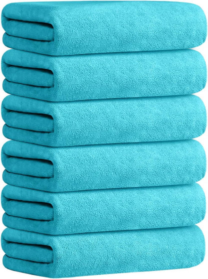 JML Microfiber Bath Towels, Bath Towel Set (6 Pack, 27" x 55") - Extra Absorbent and Fast Drying,Multipurpose Microfiber Towel for Bath, Beach, Pool, Sports, Yoga - Grey