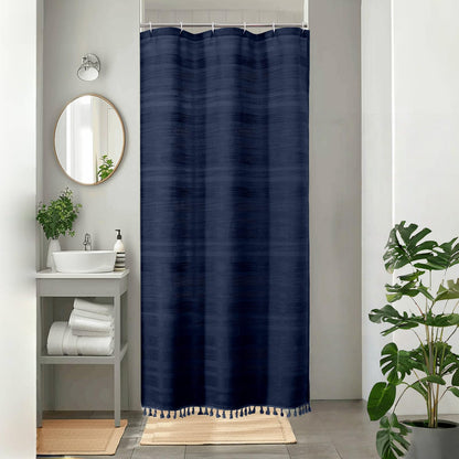 OVZME Sage Green Shower Curtain for Bathroom, Boho Linen Textured Shower Curtain with Tassel, Rustic Striped Heavy Duty Vintage Country Bathroom Curtain, 72Wx72L Inches