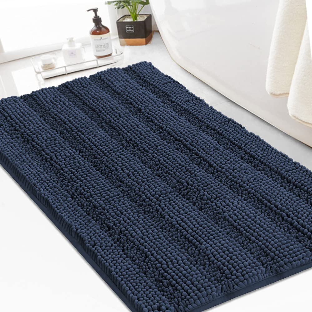 Turquoize Bathroom Runner Rug 17"x47", Soft Absorbent Chenille Bath Rug