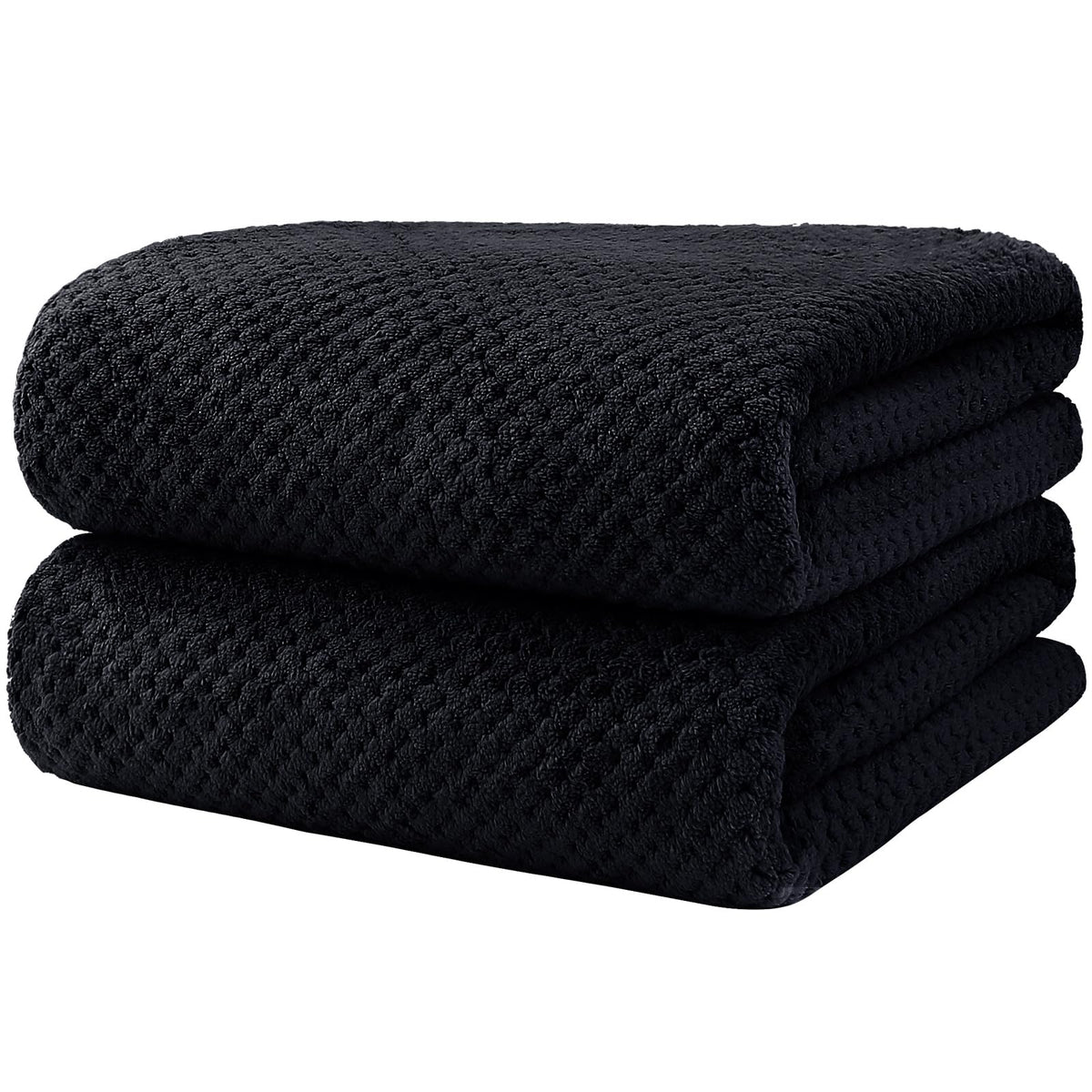HOMEXCEL Black Waffle Bath Towels Set of 4 Pack, Waffle Towels for Bathroom