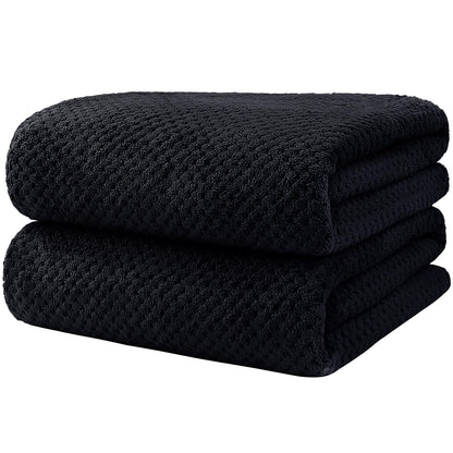 HOMEXCEL Black Waffle Bath Towels Set of 4 Pack, Waffle Towels for Bathroom