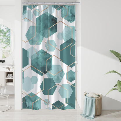 Litabel Sage Green Geometric Shower Curtain for Bathroom, 72x72