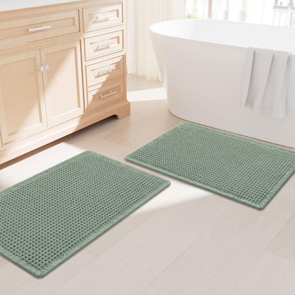 Smiry Waffle Bathroom Rugs Sets 2 Piece (30x20+24x16, Brown)