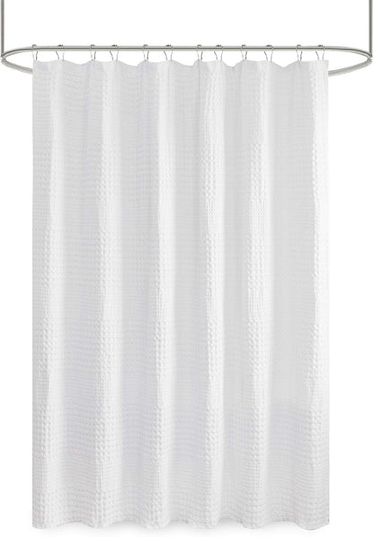 Madison Park Arlo Shower Curtain for Bathroom, 72 x 72, White
