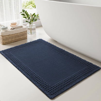 RESARE Waffle Bathroom Runner Rugs, Non Slip Boho Bath Mat 24"x72" Brown