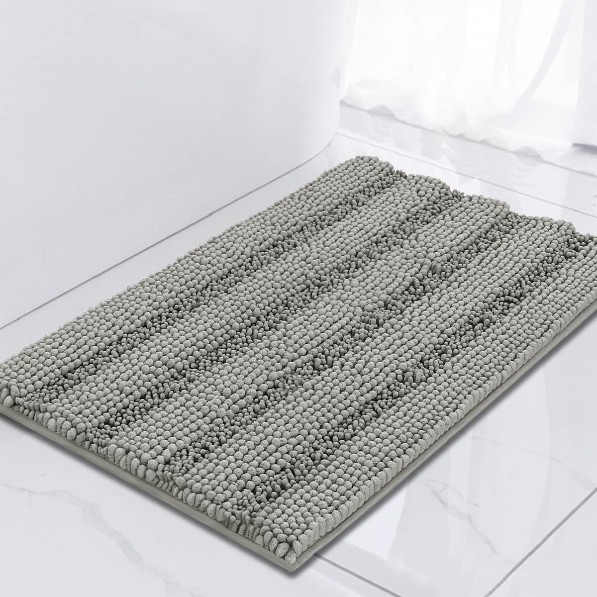 Turquoize Bathroom Runner Rug 17"x47", Soft Absorbent Chenille Bath Rug