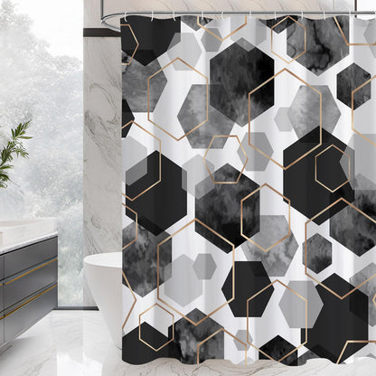Litabel Sage Green Geometric Shower Curtain for Bathroom, 72x72