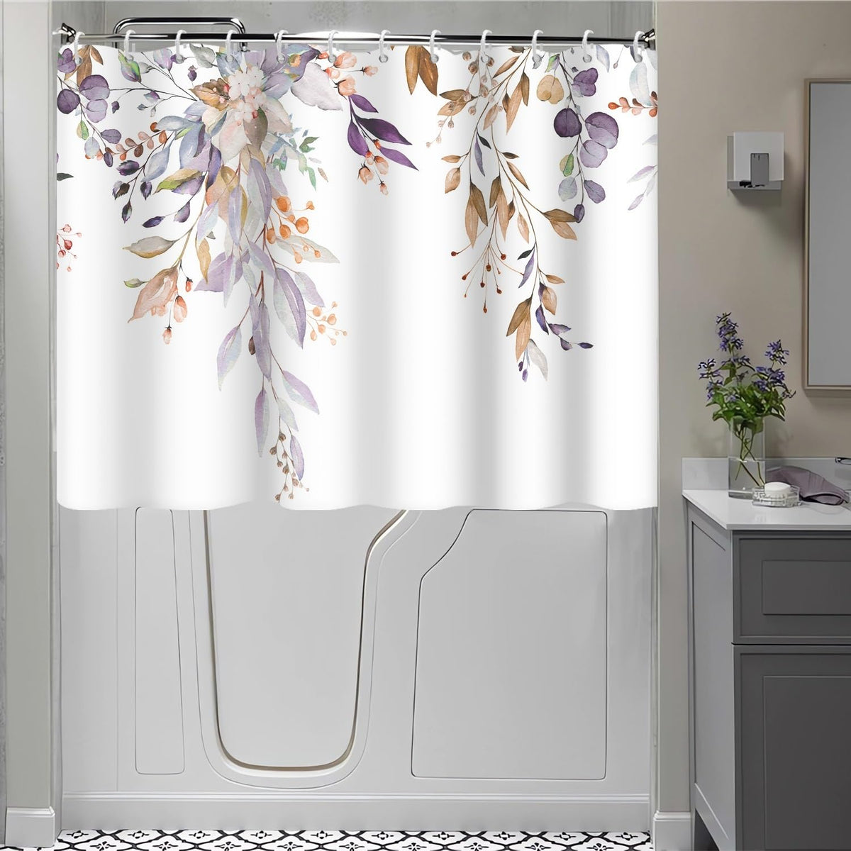 Blue and Green Eucalyptus Shower Window Curtain 40x36 Inch