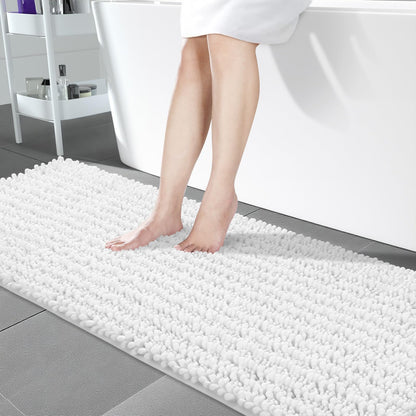 Yimobra Bathroom Rugs Non Slip Washable 32x20 Inch - Ultra Soft Absorbent Chenille Bath Mat, Quick Dry Shaggy Floor Carpet for Tub Shower, Gray Home Decor Accessories