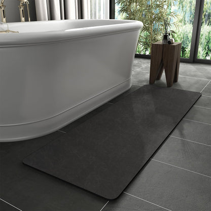 MontVoo -Bath Mat-Rubber Backing Non SlipThin Bathroom Rugs Fit Under Door- Quick Dry Absorbent Faux Suede Surface Grey Bathroom Floor Mats-Shower Rug for in Front of Bathtub Shower Gray 16x24
