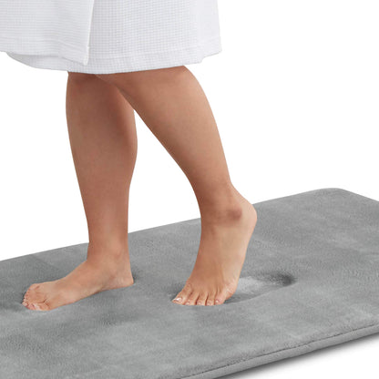 Memory Foam Bath Mat Non Slip Absorbent Super Cozy Velvet Bathroom Rug Carpet (20 inches X 32 inches, Grey)