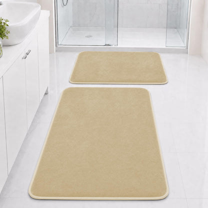 Bathroom Rugs Set 2 Piece Non Slip Soft Absorbent Plush Bath Mats(Black)