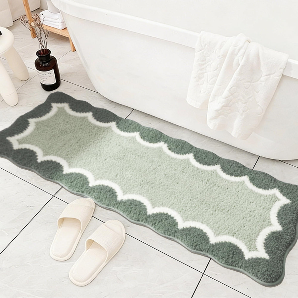 Cute Scalloped Rose Pink Bathroom Rugs Mat,Non Slip Absorbent Quick Dry Bath Mats for Shower Room,Microfiber Bath Mats for Bathroom Floor Washable Carpet for Shower Tub Sink Bedroom,20"x32"
