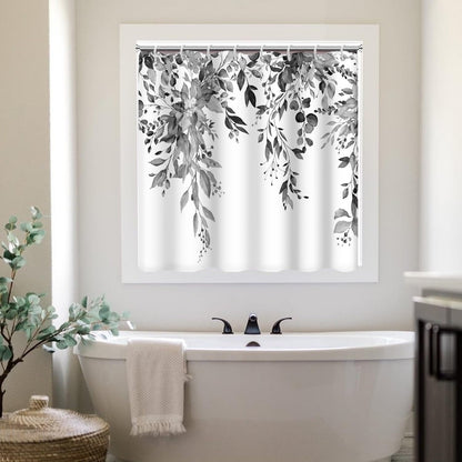 Blue and Green Eucalyptus Shower Window Curtain 40x36 Inch