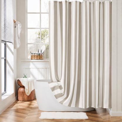 Ohocut Vertical Striped Shower Curtain, Cute Retro Vintage Blue Stripe Bathroom Shower Curtain, Waterproof Polyester Fabric Modern Bath Curtain for Bathroom 72x72 Inches Blue