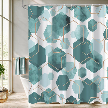 Litabel Sage Green Geometric Shower Curtain for Bathroom, 72x72